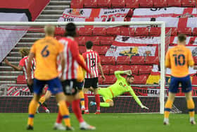 George Lapslie buts Mansfield ahead at the Stadium of Light