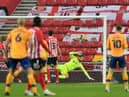 George Lapslie buts Mansfield ahead at the Stadium of Light
