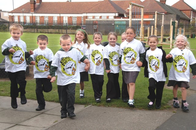 Pupils from Grange Park Primary School walked round their school yard as part of Walk To School Week in 2009.