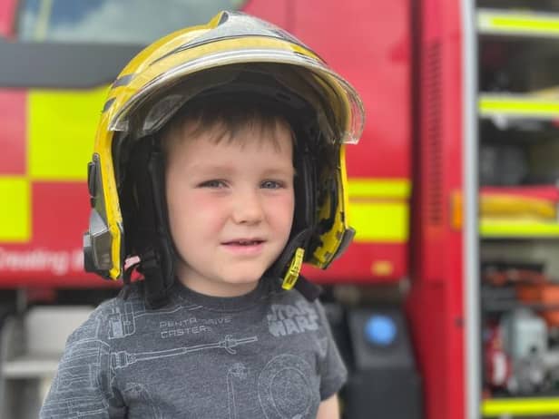 Logan Allison, five, was specially invited to Washington Community Fire Station.