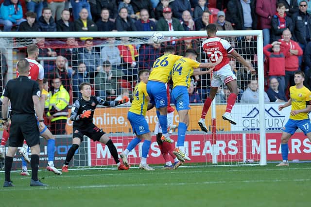 Michael Ihiekwe scores Rotherham United's third goal