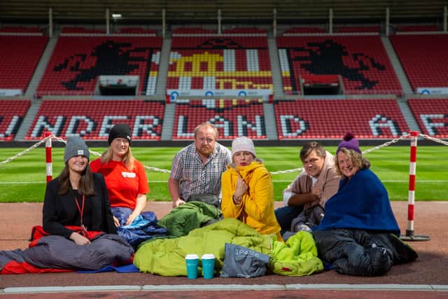 (from left) Jemma Dowson, Head of Events / General Manager, Beacon of Light; Sean Cockburn, Retired NE Veterans Advisory and Pensions Committee; Igor Kotsiuba - Academician & Founder of iSolutions UA, Healthymity UK; Liz Jenkins - North East Homeless; Lynsey Cordiner, of  Walking With The Wounded, and Bianca Robinson, of CEO Sleepout.