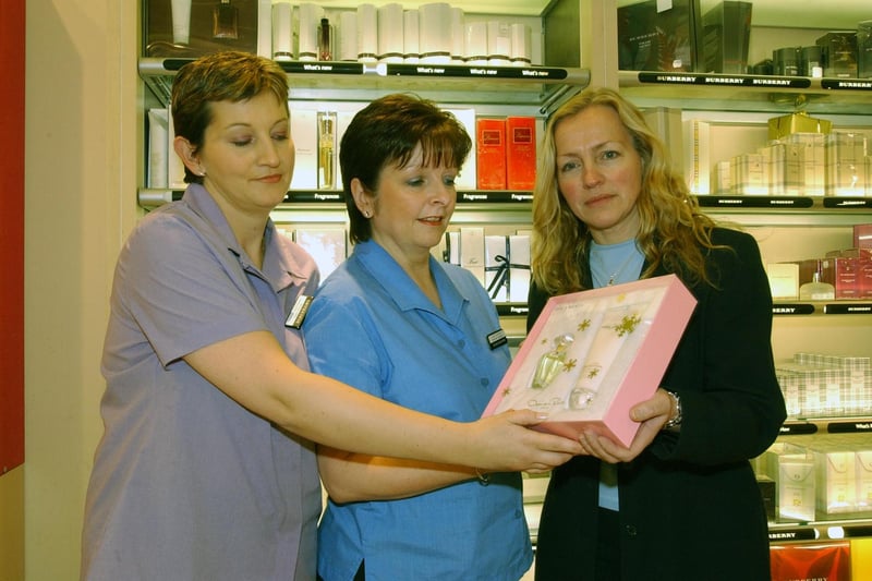 Over in the cosmetics department in 2003 were Tracey Sainsbury with June Cameron and Sharon Matthews.