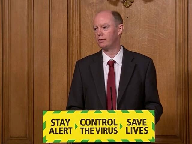 Chief Medical Officer for England, Chris Witty speaking during a media briefing in Downing Street, London, on coronavirus (COVID-19).