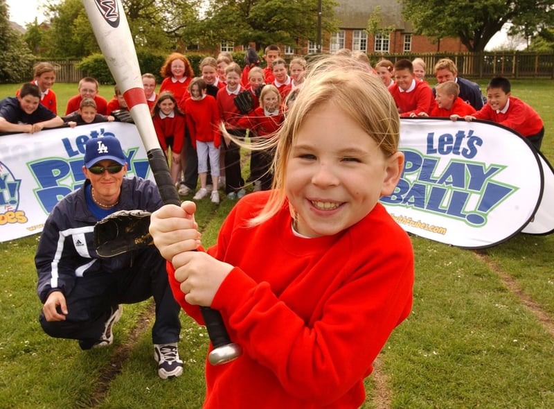 Kelly Holmes and her fellow Year 6 pupils at Princess Road Juniors were learning to play baseball in 2003. Andy Vanacek from the Let's Play Ball scheme was making sure they learned the correct techniques.