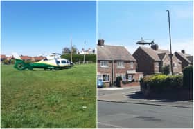 The air ambulance landed in Silksworth earlier today