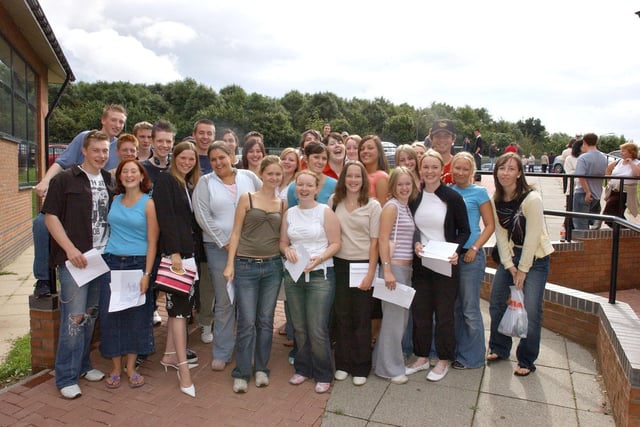 How many students do you recognise in this line-up on A level results day at St Robert of Newminster School in Washington in 2004.