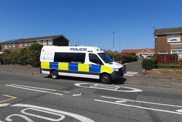 Northumbria Police on Rochdale Way in Sunderland on Wednesday afternoon