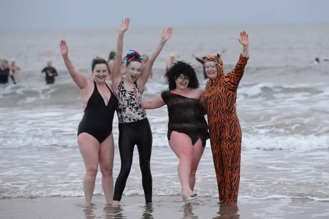 Early risers take part in a sunrise swim at Seaburn beach in Sunderland this morning (SUN), in support of International Women’s Day and organised by members of Roker’s Fausto Bathing Club, with sponsorship and donations collected for Wearside Women in Need.
Pics by North News