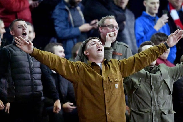 Sunderland fans are pictured during the club's win over Crewe Alexandra away from home.