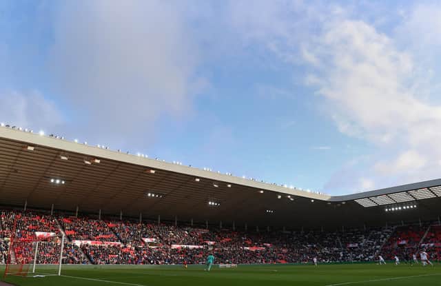 SUNDERLAND, ENGLAND - NOVEMBER 27: General view inside the stadium during the FIFA Women's World Cup 2023 Qualifier group D match between England and Austria at Stadium of Light on November 27, 2021 in Sunderland, England. (Photo by Catherine Ivill/Getty Images)