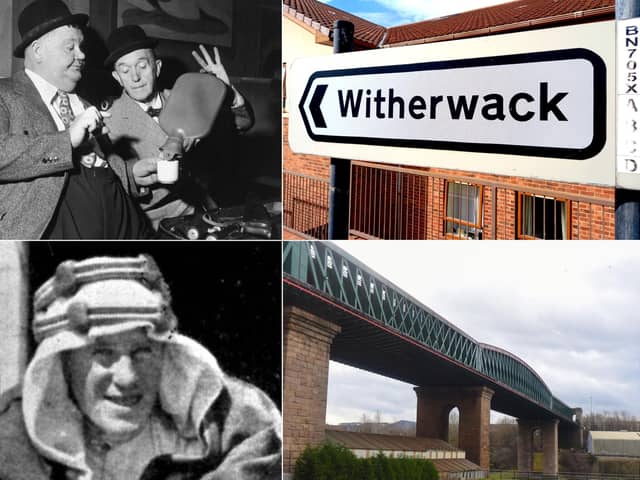 Clockwise from top left: Laurel & Hardy, Sunderland's best place name, the Queen Alexandra Bridge and Lawrence of Arabia.