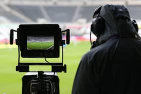 The pitch is seen through the lens of a TV camera ahead of the Premier League match between Newcastle United and Everton at St James's Park.