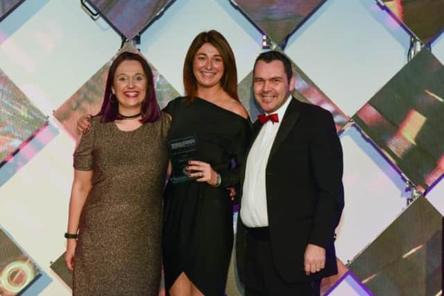 Back to 2017 when ARTventurers won the Small Business of the Year competition at the Portfolio Awards. Pictured l-r are Melissa Oliver, Fiona Simpson and presenting the award Paul McEldon Chief Executive, North East Business & Innovation Centre.