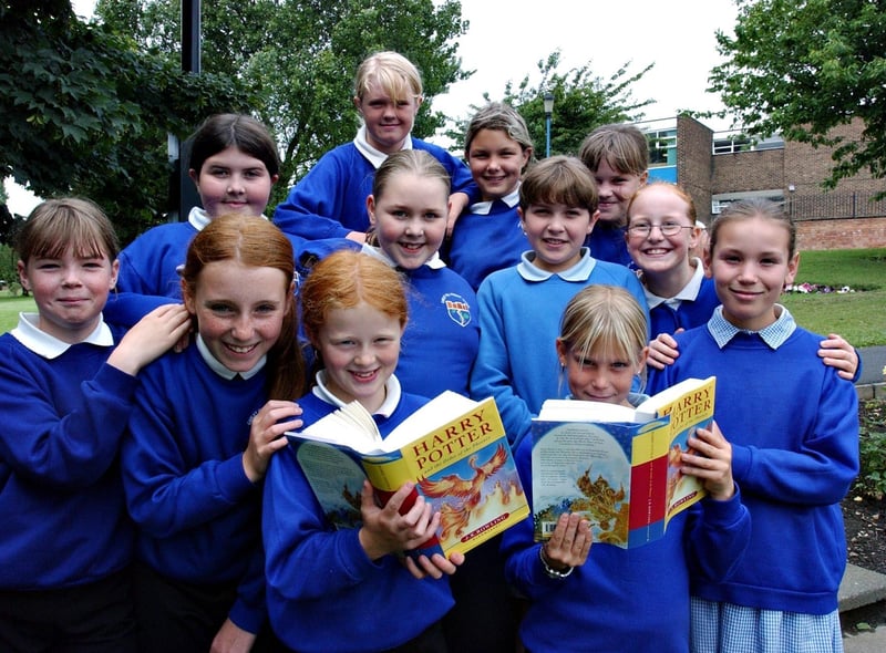 These Carley Hill students did really well in their SATS results in 2003. Their reward was a copy of the latest Harry Potter book.
