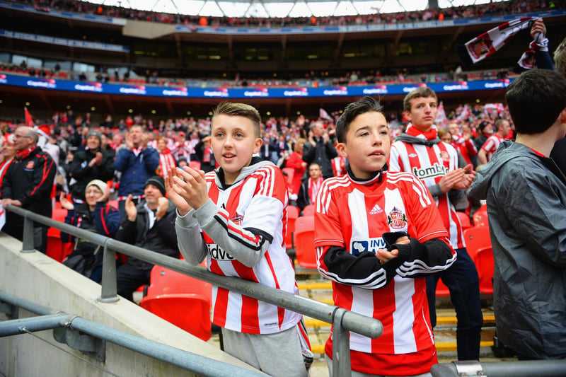 Sunderland lost the Capital One Cup final 3-1 to Manchester City in March 2014 after taking an early lead through Fabio Borini in front of around 30,000 Wearsiders at Wembley. Pictured here are Sunderland midfielder Dan Neil and Leeds United's Sam Greenwood, who is currently on loan at Middlesbrough.