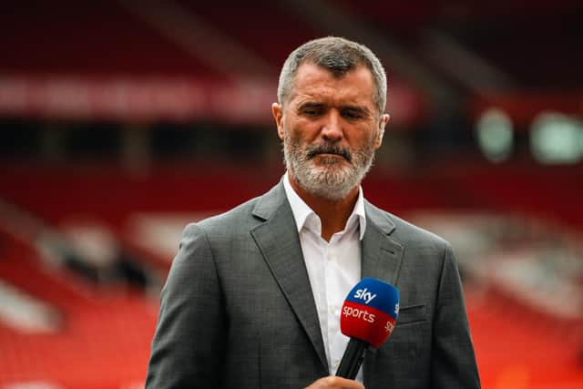 MANCHESTER, ENGLAND - SEPTEMBER 04: Roy Keane looks on prior to the Premier League match between Manchester United and Arsenal FC at Old Trafford on September 4, 2022 in Manchester, United Kingdom. (Photo by Ash Donelon/Manchester United via Getty Images)