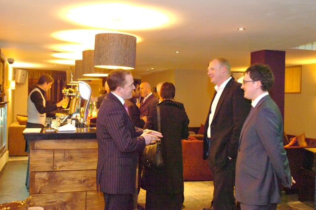 A business scene showing the very first meeting of the Mussel Club at Cosa Nostra, Borough Road in 2008. Left to right are Giles McCourt, David Cook and Michael Hodgson.