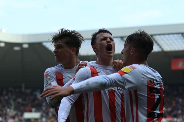 Nathan Broadhead celebrates another late Sunderland goal