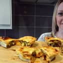 Wearside firm Tarts & Traybakes founder Nicola Ward with her cheesy chips in a pie for Sunderland AFC fans.