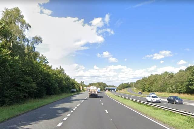 A vehicle overturned on the A19 northbound close to the junction with the A183 Chester Road in Sunderland. Image copyright Google.