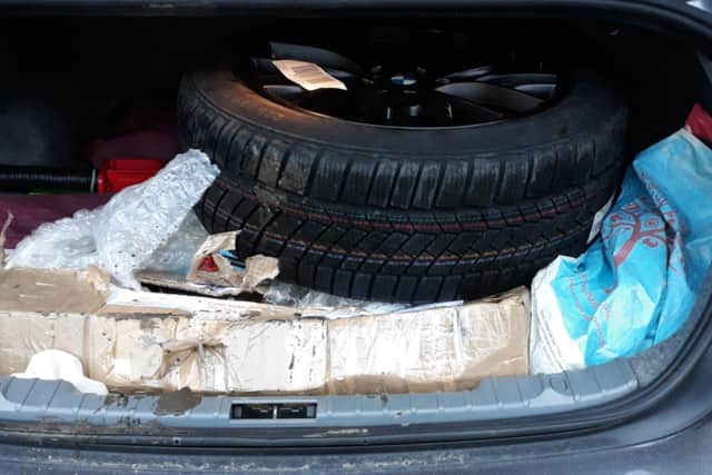 The suspected stolen tyres were also located inside the vehicle.