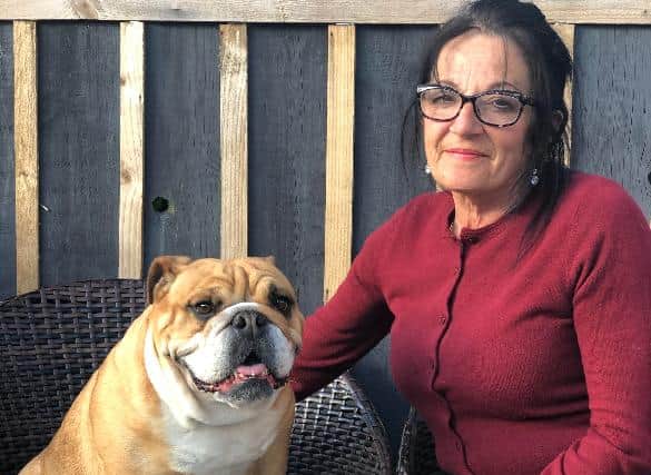 Denise Taylor and her British bulldog Lexi, who were attacked in Ryhope while out for a walk.