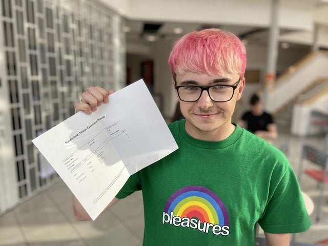 Milo Coates, 18, was relieved to get the results he needed to get onto his History degree course at Newcastle University.
Picture by FRANK REID