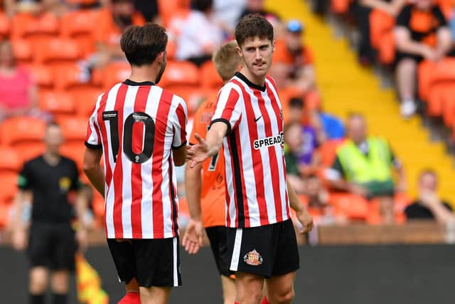 Sunderland defender Trai Hume after scoring against Dundee United.