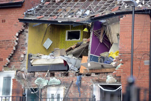 Damage to the properties after the suspected gas explosion on Whickham Street, Roker.