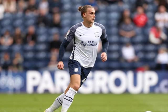 Brad Potts playing for Preston.