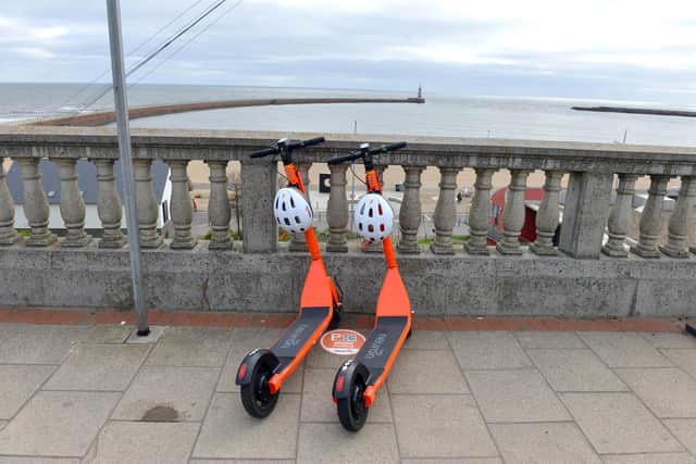 E-scooters parked up in Roker. Police say they have had to intervene with e-scooter drivers in Sunderland