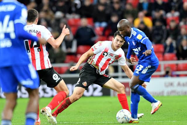 Luke O'Nien in action at the Stadium of Light on Saturday afternoon