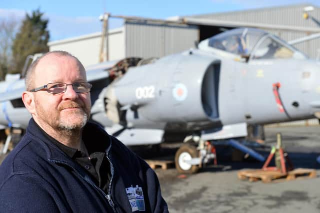 NELSAM chair David Charles with the Harrier.