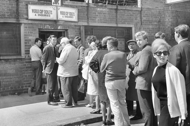 Fans join the queue to score a ticket to one of the '66 World Cup matches held at Roker Park. Which one did you see?