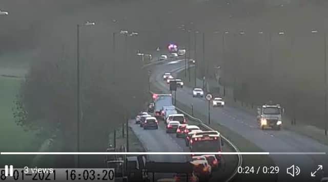 A still of video shared by @NELiveTraffic from the cameras on the A690.