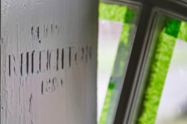 Witch marks on a gravestone