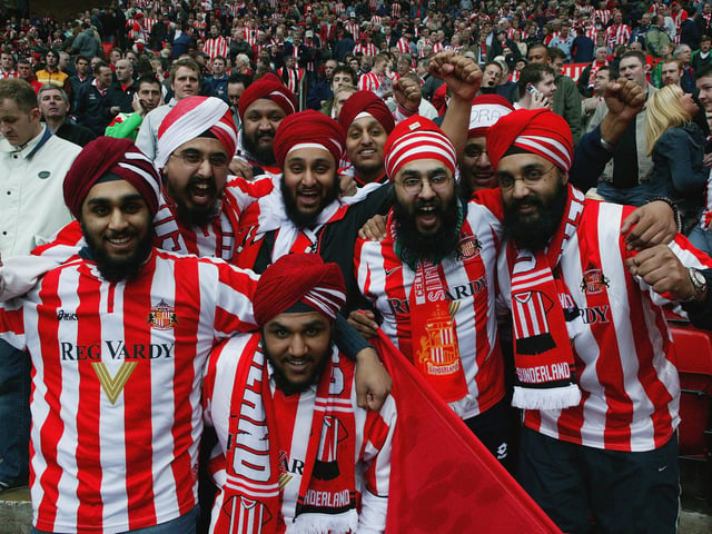 Sunderland fans during the FA Cup match between Sunderland and Millwall at Old Trafford on April 4, 2004.