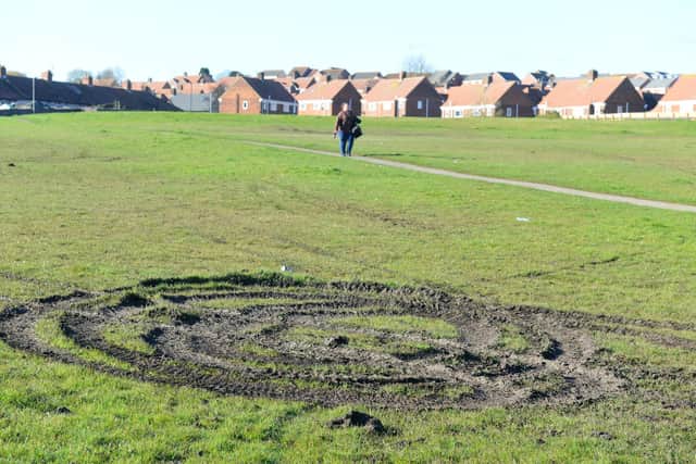 The turf on the Ryhope field has been deliberately ruined by anti-social bikers.