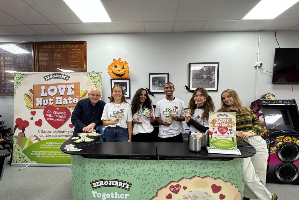 Steve Donkin (left), core service development manager at VCAS stands alongside members of the Ben & Jerry's team.