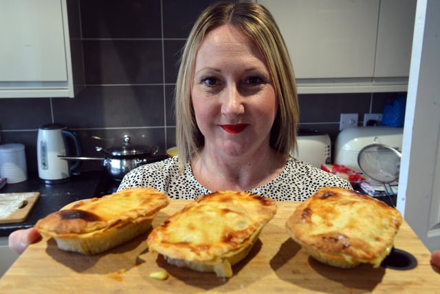 Wearside firm Tarts & Traybakes made cheesy chips in a pie for Sunderland fans in 2019. Here is founder Nicola Ward with a sample.