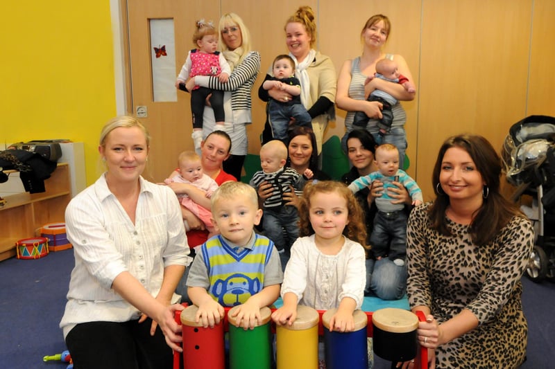 A new mother and baby group in 2011. Pictured at the front are Sharon Winnigam and Nicola Common with CJ Stephenson (3) and Elise Dilbert (3) next to them.