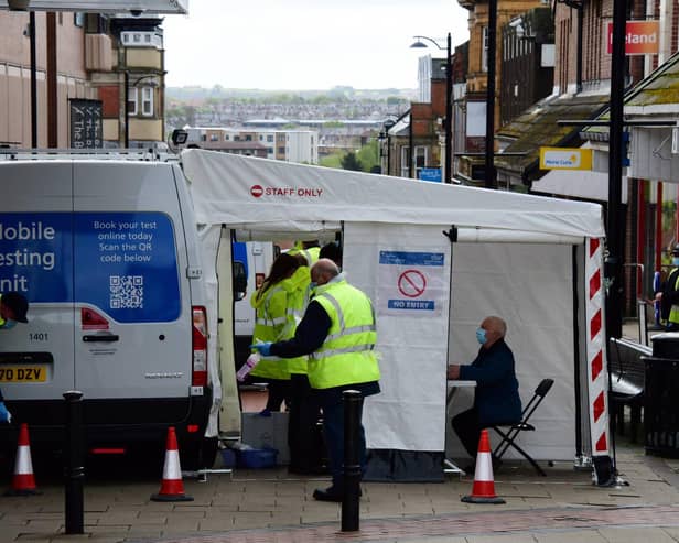 Mobile COVID-19 surge testing units are deployed in North Shields town centre as North Tyneside Council and the NHS  targets communities which are seeing concerning growth of the Indian coronavirus variant.