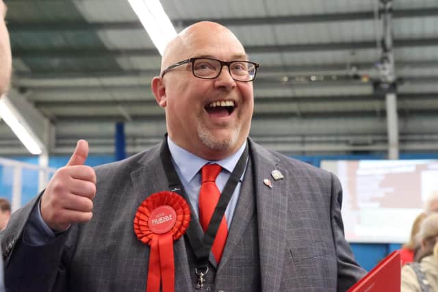 A happy Councillor Graeme Miller after he kept his seat, and Labour kept control of the council. Picture by North News.