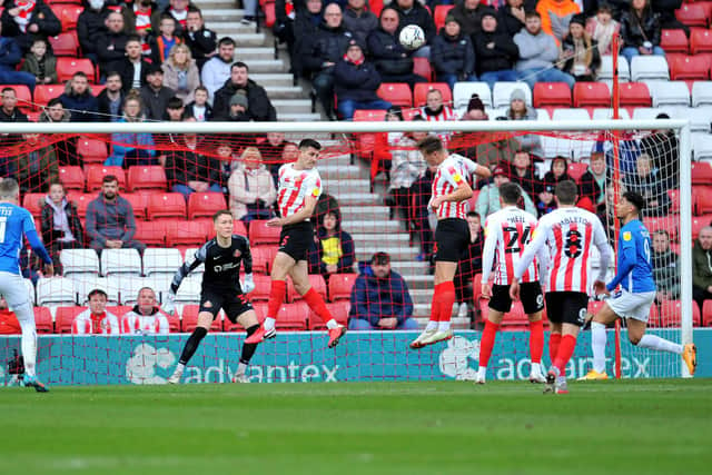 Danny Batth wins a header for Sunderland.