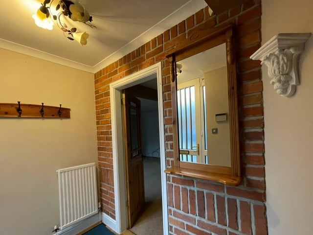 Let's begin our tour of the Riddings property in the entrance lobby, where there is space for hanging coats and doors leading to the reception rooms and kitchen.