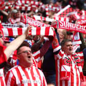 LONDON, ENGLAND - MARCH 31: Sunderland fans show their support ahead of the Checkatrade Trophy Final between Portsmouth and Sunderland at Wembley Stadium on March 31, 2019 in London, England. (Photo by Jordan Mansfield/Getty Images)
