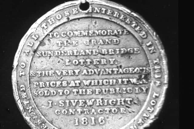 The commemorative medal which came with the Sunderland bridge lottery.