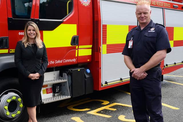Northumbria Police and Crime Commissioner, Kim McGuinness with TWFRS Chief Fire Officer, Chris Lowther.
