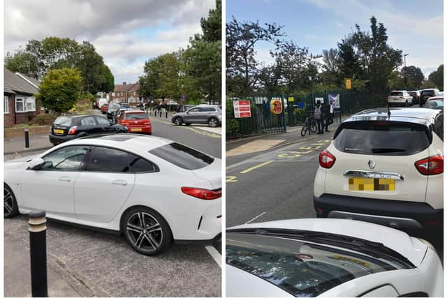 Parking outside the schools can make life difficult for both pedestrians and motorists. Sunderland Echo image.